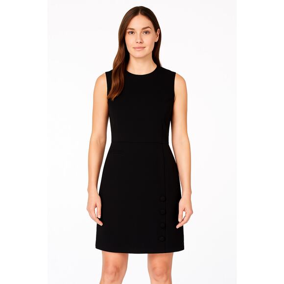 Anne Klein Womens Button Detail Fit & Flare Skater Dress Black Size 8 - Picture 1 of 5